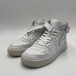 Nike Air Force 1 Mid Sneakers Kids Boy Gs Size 6.5Y White Leather 314195-113 #22